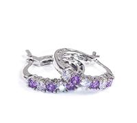 AQUALITYS 925 Sterling Silver Fashion Round Circle Clear Mosaic CZ Zircon Orecchini per Le Donne Gioielli-Rhodium Placcato