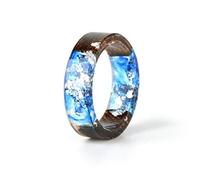 AQUALITYS Anello in Resina di Legno Anello in Resina epossidica Trasparente Anello di Amore per Le Donne con Fiori secchi Fatti a Mano
