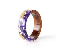 AQUALITYS Anello in Resina di Legno Anello in Resina epossidica Trasparente Anello di Amore per Le Donne con Fiori secchi Fatti a Mano