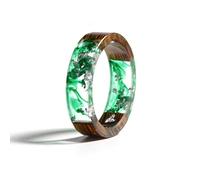 AQUALITYS Anello in Resina di Legno Anello in Resina epossidica Trasparente Anello di Amore per Le Donne con Fiori secchi Fatti a Mano