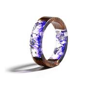 AQUALITYS Anello in Resina di Legno Anello in Resina epossidica Trasparente Anello di Amore per Le Donne con Fiori secchi Fatti a Mano