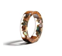 AQUALITYS Anello in Resina di Legno Anello in Resina epossidica Trasparente Anello di Amore per Le Donne con Fiori secchi Fatti a Mano