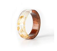 AQUALITYS Anello in Resina di Legno Fatto a Mano Fiori secchi Piante all'Interno di Gioielli Anello in Resina Anello di Anniversario Trasparente per Le Donne