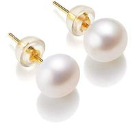 AQUALITYS Bianco 6-11mm Orecchini con Perle d'Acqua Dolce coltivate al 100% per Donne, Orecchini da Donna in Argento Sterling-Perla Bianca, 10-11mm