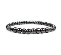 AQUALITYS Braccialetto di Terapia Magnetica per la Perdita di Peso per Uomo Donna 8mm Perline di Pietra Ematite Nera Elasticizzato Braccialetto di Assistenza Sanitaria Gioielli Regalo