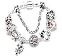 AQUALITYS Moda Orso Palm Dreamcatcher Piuma Braccialetti con ciondoli per Donna Uomo Fiori di Cristallo Originali Amore Regalo Braccialetto con Perline