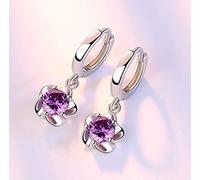 AQUALITYS Orecchini a Bottone Femminili in Argento Sterling 925 con zirconi cubici a Fiore Rosa Gioielli Originali per Le Donne Regalo-Viola
