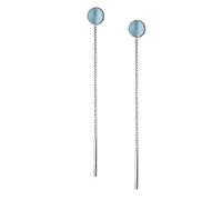AQUALITYS Orecchini a Forma di Nappa Lunga con Perline tonde in Argento 925 Orecchini Pendenti con Pietre a Occhi di Gatto per Le Donne Orecchini a Catena Semplice con orecchini-S925
