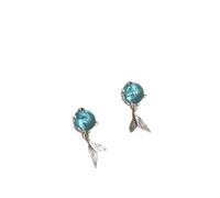 AQUALITYS Orecchini a Forma di Sirena di Cristallo con Piercing in Argento Sterling 925 per Donne, Ragazze, Festa di Nozze, Gioielli Femminili, predefiniti