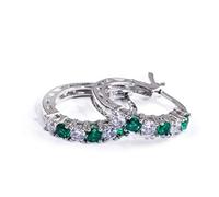 AQUALITYS Orecchini in Argento Sterling 925 Moda Cerchio Rotondo Trasparente Mosaico CZ Zircone Orecchini per Donne Gioielli-Argento Placcato