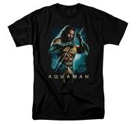 Aquaman Tridente Film DC Comics T-Shirt Uomo Manica Corta Nero 100% Cotone