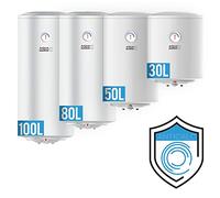 Aquamarin® Scaldabagno Elettrico - 100 litri, Anticalcare, Max. Temp: 75°C, 230V, Potenza: 1,5 kW, Verticale, Murale, Serbatoio in Acciaio Smaltato, Bianco - Scaldacqua, Boiler Elettrico, da Bagno