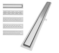 Aquamarin® Scarico Doccia a Pavimento-con Sifone, Acciaio Inox, Scarico Rapido, Antiodore, Regolabile, Lineare, Rettangolare, 110 cm, 2in1 Piastrellabile-Canalina, Canaletta, Canale, Griglia Doccia