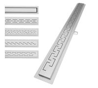 Aquamarin® Scarico Doccia a Pavimento-con Sifone, Acciaio Inox, Scarico Rapido, Antiodore, Regolabile, Lineare, Rettangolare, 90cm, Stile Greco-Canalina, Canaletta, Canale, Griglia Doccia