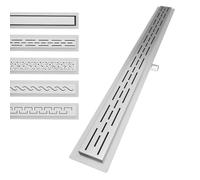 Aquamarin® Scarico Doccia a Pavimento-con Sifone, Acciaio Inox, Scarico Rapido, Regolabile, Antiodore, Lineare, Rettangolare, 130cm, Fessura-Canalina, Canaletta, Canale, Griglia Doccia