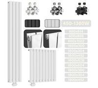 Aquamarin® Termosifone - Orizzontale, 600x614x52mm, Acciaio, Pannello Monostrato, 9 Colonne, Bianco - Termosifoni Moderni, Termoarredo Soggiorno Design, Radiatori Tubolari Parete, Radiatore, Arredo