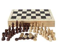 Aquamarine Games - Scacchi, Dama Backgammon, con confezione portatile in legno, 2 giocatori