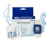 Aquamarine Water Solutions - Kit completo di acqua potabile per barche e caravan, 100 compresse di depurazione dell'acqua Aquatabs + 50 strisce di prova del cloro + misuratore di portata dell'acqua