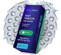 AQUANEXO pastiglie di prova per piscina pH e cloro, Phenol Red compresse + DPD 1 tablet, Pooltester, pastiglie di controllo cloro, compresse di misura Pool Tester, accessori per piscina (120) (120)