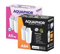 Aquaphor A5 Pacco 4 (2xA5H per Duro Acqua + 2xA5 Magnesio) Filtro Acqua, 350l