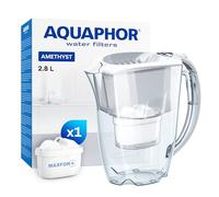 AQUAPHOR Amethyst Caraffa Filtrante per Acqua con 1 Cartucce MAXFOR+ 200L - 2,8L - Bianca