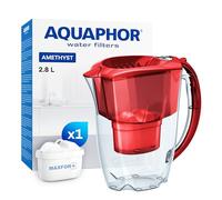 AQUAPHOR Amethyst Caraffa Filtrante per Acqua con 1 Cartucce MAXFOR+ 200L - 2,8L - Rosso