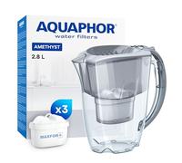 AQUAPHOR Amethyst Caraffa Filtrante per Acqua con 3 Cartucce MAXFOR+ 200L - 2,8L - Grigio