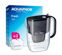 AQUAPHOR FRESH Brocca Filtrante Con 3 CARTUCCE MAXFOR+, Nera