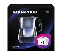 AQUAPHOR Filtro dell'acqua Onyx Nero incl 3 filtro MAXFOR+ I Filtro dell'acqua dall'aspetto in vetro 4,2l I Riduce il calcare e il cloro I Perfetto per la famiglia I Qualità premium Caraffa