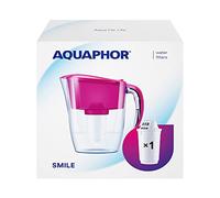 AQUAPHOR Smile, caraffa filtrante per acqua, salvaspazio, leggera, adatta per frigorifero con capacità di 2,9 l, 1 filtro A5 incluso con aggiunta di magnesio, riduce il cloro e le microplastiche,