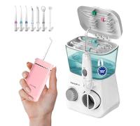 Aquapik® 100 idropulsore dentale Professionale | Elimina la Placca + Raccomandato dai dentisti + Cura i tuoi Impianti e Ortodonzia | 8 Ugelli + 10 Livelli di Pressione (Bianco - Biancio)