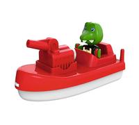 AquaPlay - FireBoat - Accessori per acqua vasca da bagno, barca vigili del fuoco con Sven il coccodrillo, funzione di spruzzo d'acqua, per bambini dai 3 anni in su, 870000273 rosso