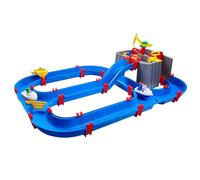 AquaPlay Harbour, gioco d'acqua per attività all'aria aperta, con treno, barche e 2 personaggi da gioco, giocattolo acquatico per bambini dai 3 anni, 128 x 93 x 40 cm