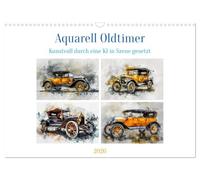 Aquarell Oldtimer (calendario da parete 2026 DIN A3 quer), Calendario mensile Calvendo