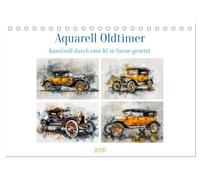 Aquarell Oldtimer (calendario da tavolo 2026 DIN A5 quer), calendario mensile Calvendo