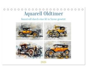 Aquarell Oldtimer (calendario da tavolo 2026 DIN A5 quer), calendario mensile Calvendo