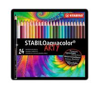 STABILO Matita colorata acquarellabile - STABILOaquacolor - Scatola in Metallo da 24 colori assortiti