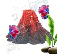 Aquarium Volcano, Resin Fish Tank Decorations with Bubbler Effect, Realistic Mountain Landscape Design, Easy Cleaning Feature, Aquarium Tool, Decorative Accessory for Betta Catfish Loach Crab