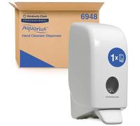 Aquarius Dispenser Sapone Liquido Mani 6948, Per Sapone mani da 1 L | Dispenser sapone con montaggio a parete, bianco, design elegante e arrotondato, per ricarica sapone liquidi mani da 1 L