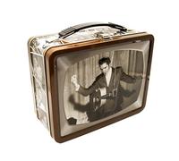 AQUARIUS Elvis TV Fun Box - Robusta scatola di latta con manico in plastica e copertina frontale in rilievo, prodotto con licenza ufficiale Elvis e regalo da collezione