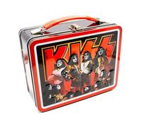 AQUARIUS Kiss Fun Box - Robusta scatola di latta con manico in plastica e copertina frontale in rilievo, licenza ufficiale Kiss Merchandise e regali da collezione per bambini, ragazzi e adulti