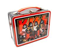 AQUARIUS KISS Fun Box - Sturdy Tin Storage Box with Plastic Handle & Embossed Fr