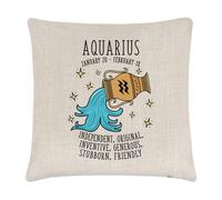 Aquarius Oroscopo Lino Copricuscino Cuscino - Oroscopo Segno Zodiacale Zodiac