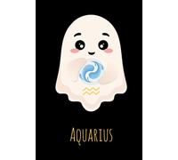 Aquarius Zodiac Sing Ghost Notebook - 6x9 Lined Journal, 150 Pages, Cute Astrology Personalized Gift, Aquarius Constellation, Kawaii Boo Notebook for School, Students, Home and Office