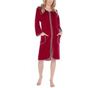 Aquarti Accappatoio Corto con Cerniera Maniche 3/4 Donna, Marrone Rosso, XL