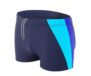 Aquarti Calzoncini da Bagno Aderenti Boxer Sportivi da Uomo, Blu Scuro/Azzurro Fiordaliso/Turchese, M