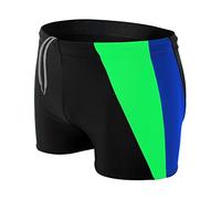 Aquarti Calzoncini da Bagno Aderenti Boxer Sportivi da Uomo, Nero/Azzurro Fiordaliso/Verde, 3XL