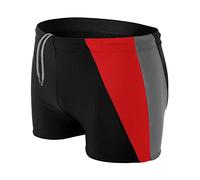 Aquarti Calzoncini da Bagno Aderenti Boxer Sportivi da Uomo, Nero/Grafite/Rosso, M