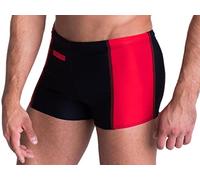 Aquarti Calzoncini da Bagno per Uomo Boxer con Tasca, Nero/Rosso, 6XL