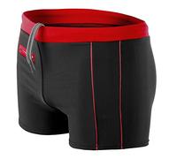 Aquarti Calzoncini da Bagno Uomo Boxer, 010 Nero/Rosso, XL | con profili a contrasto